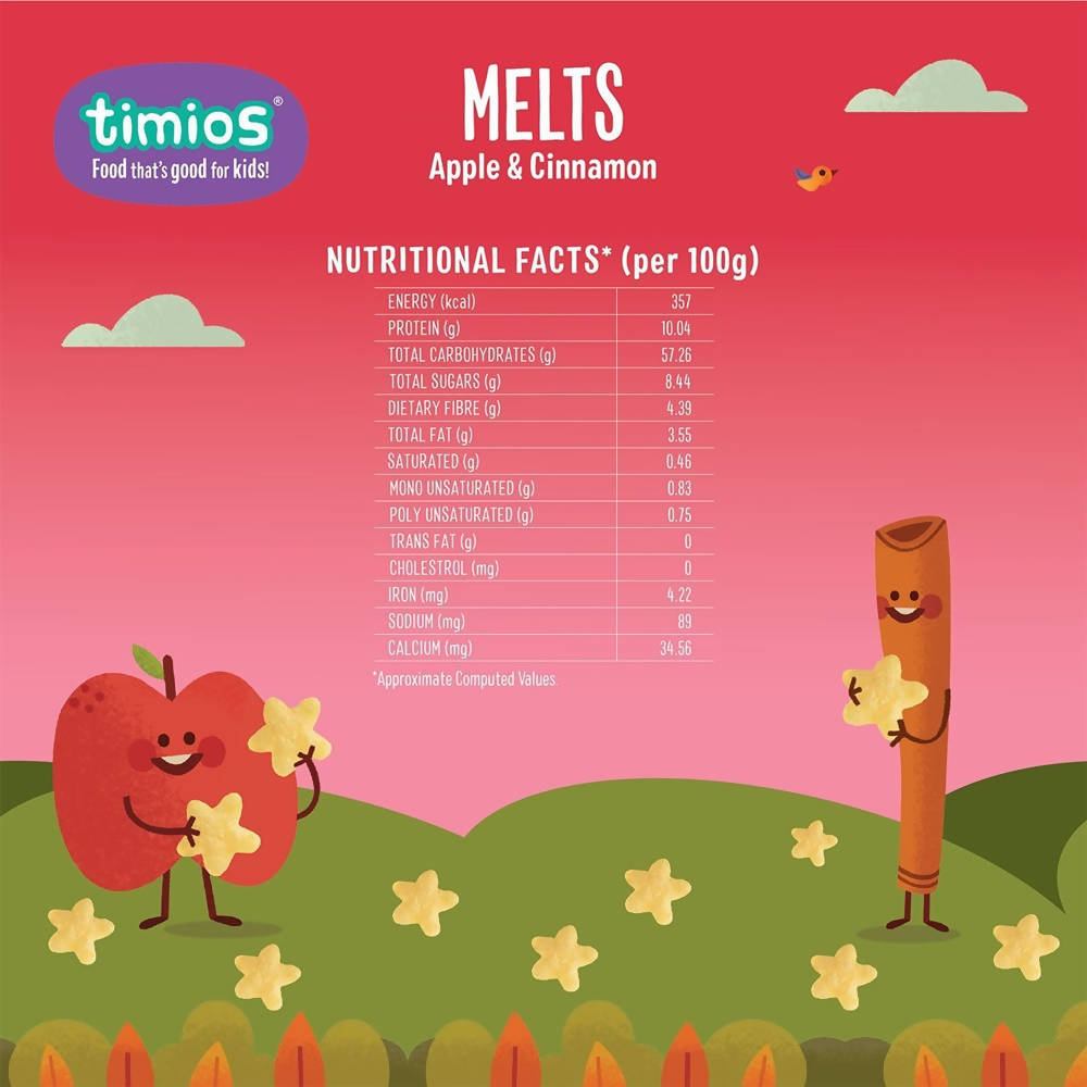 Timios Melts Apple And Cinnamon Finger Food For Babies | Grocsy