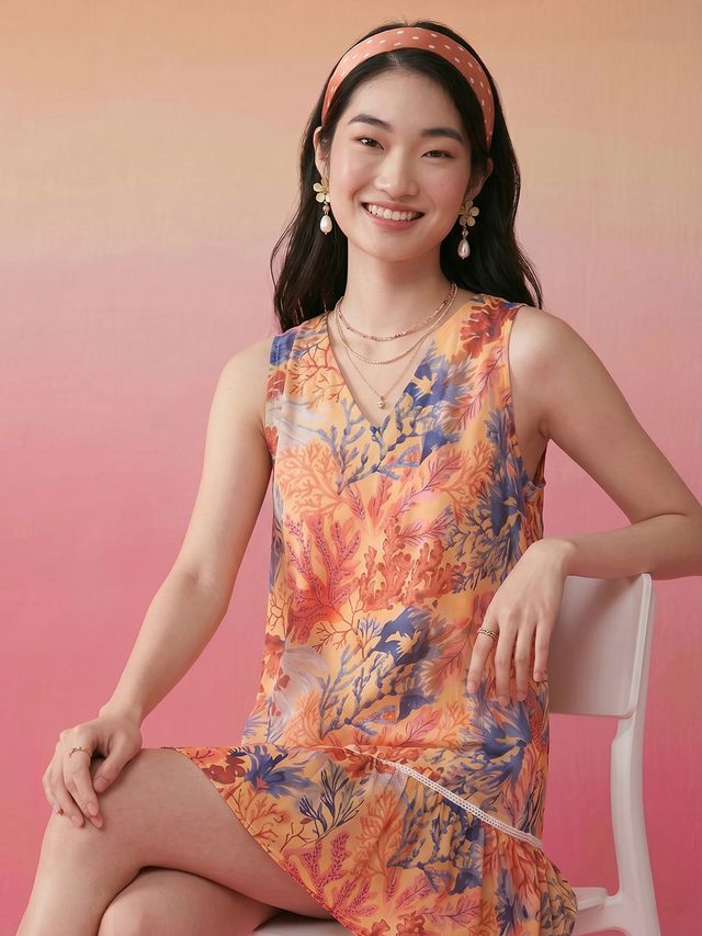 Janasya Multi A-Line Cotton Dress | Grocsy