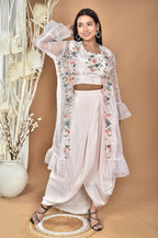 Morchari Women Hand Embroidery Crop Top-Light Pink | Grocsy