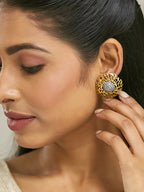 Nuyug 22k Gold Plated Filigree Statement Studs | Grocsy
