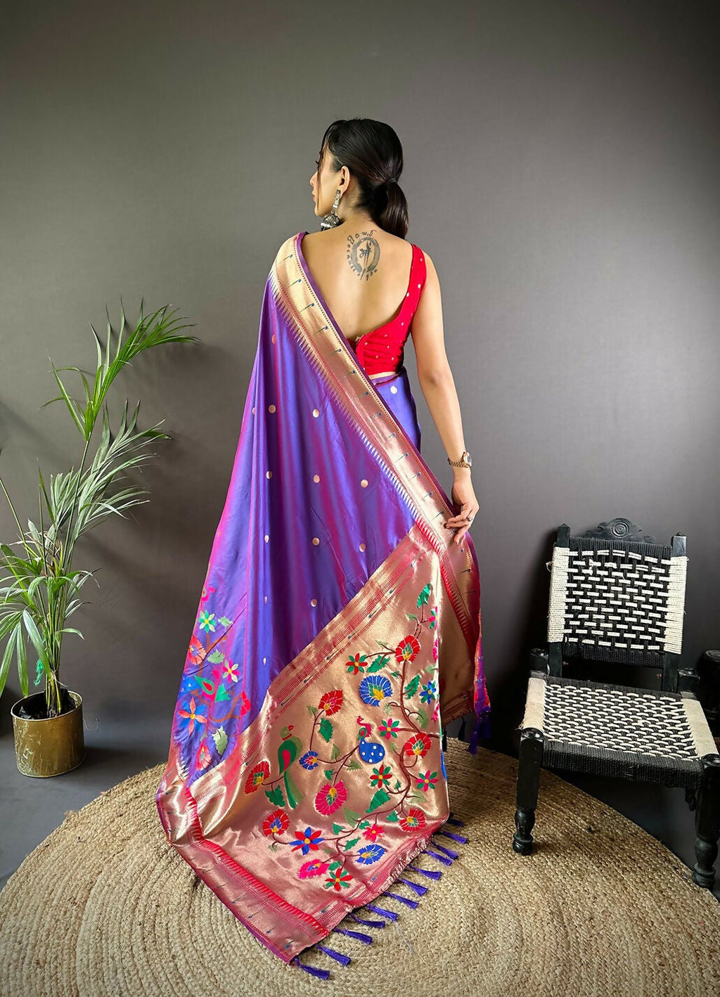 Joban Fashion Red Motifs Paithani Sarees | Grocsy