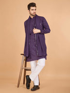 Vastranavya Dusty Purple Exclusive Festival Wear Viscose Silk Thread & Sequence Embroidered Work Kurta with Dupatta | Grocsy