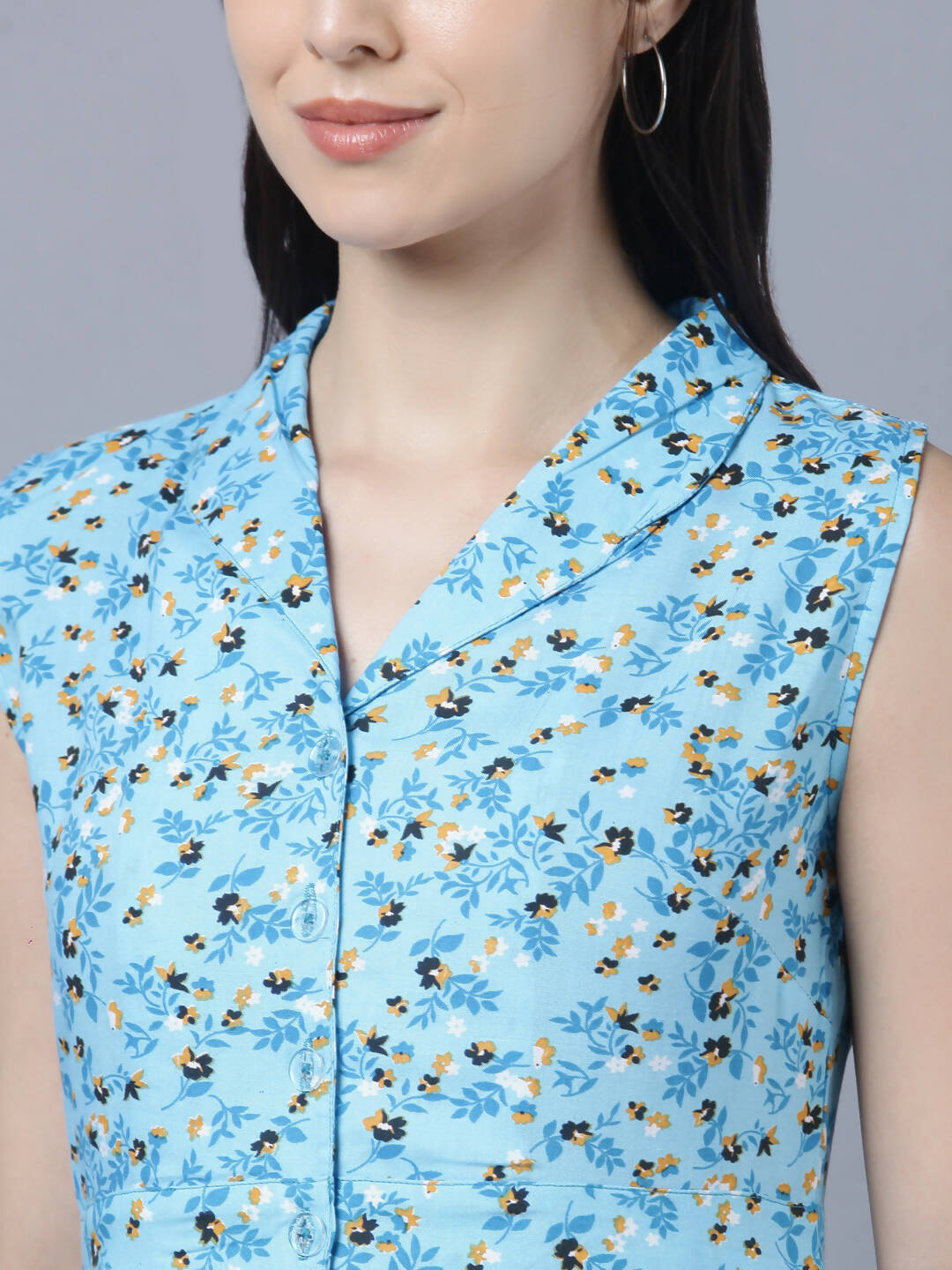 Myshka Women's Blue Floral Midi Dress | Grocsy