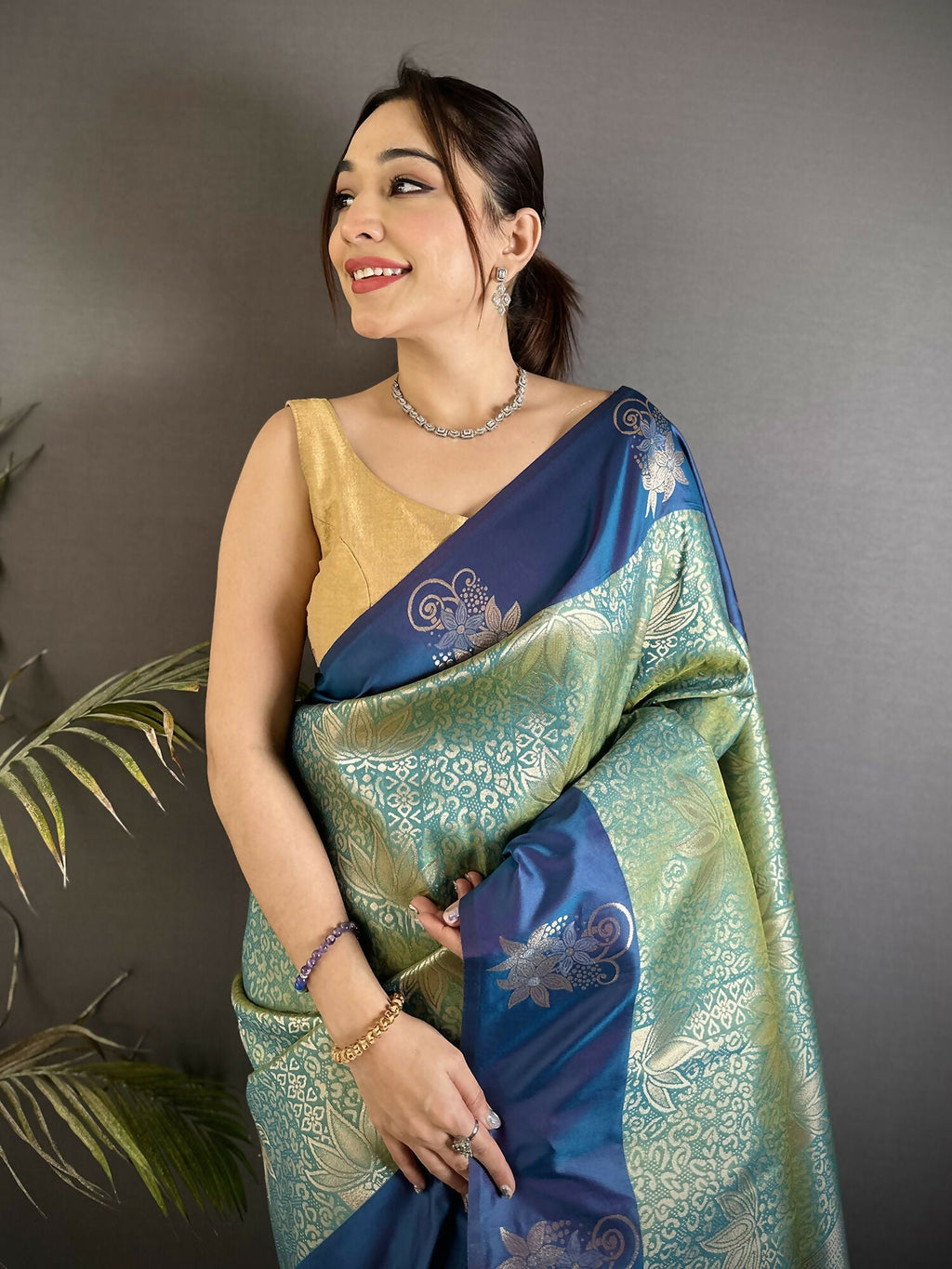 Joban Fashion Pista Green Intricate Zari Weaving Soft Silk Dharmavaram Saree | Grocsy
