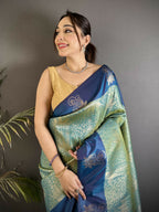 Joban Fashion Pista Green Intricate Zari Weaving Soft Silk Dharmavaram Saree | Grocsy