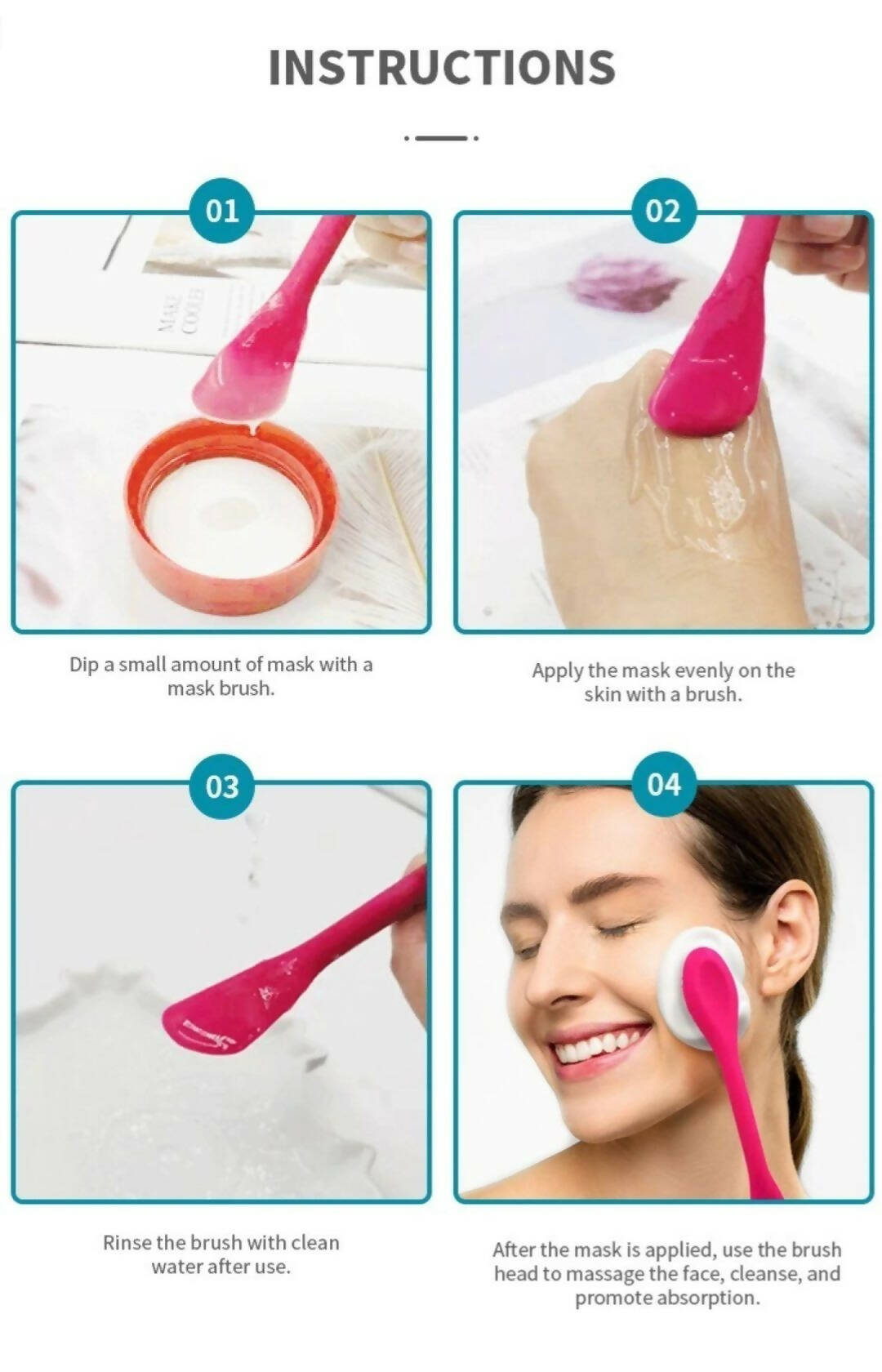 Favon Pack of Facial Roller and Face Mask Applicator | Grocsy