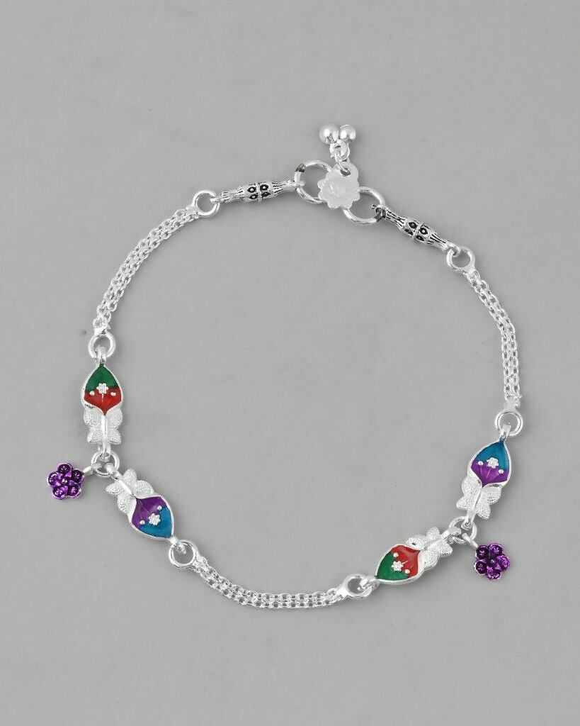 VOJ Set of 2 Mutli Color Meenakari Anklet | Grocsy