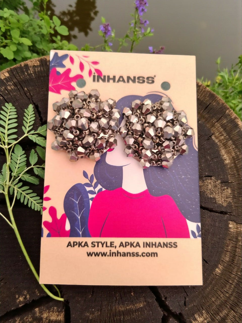 Inhanns Small Statement Studs Earrings - Gray | Grocsy