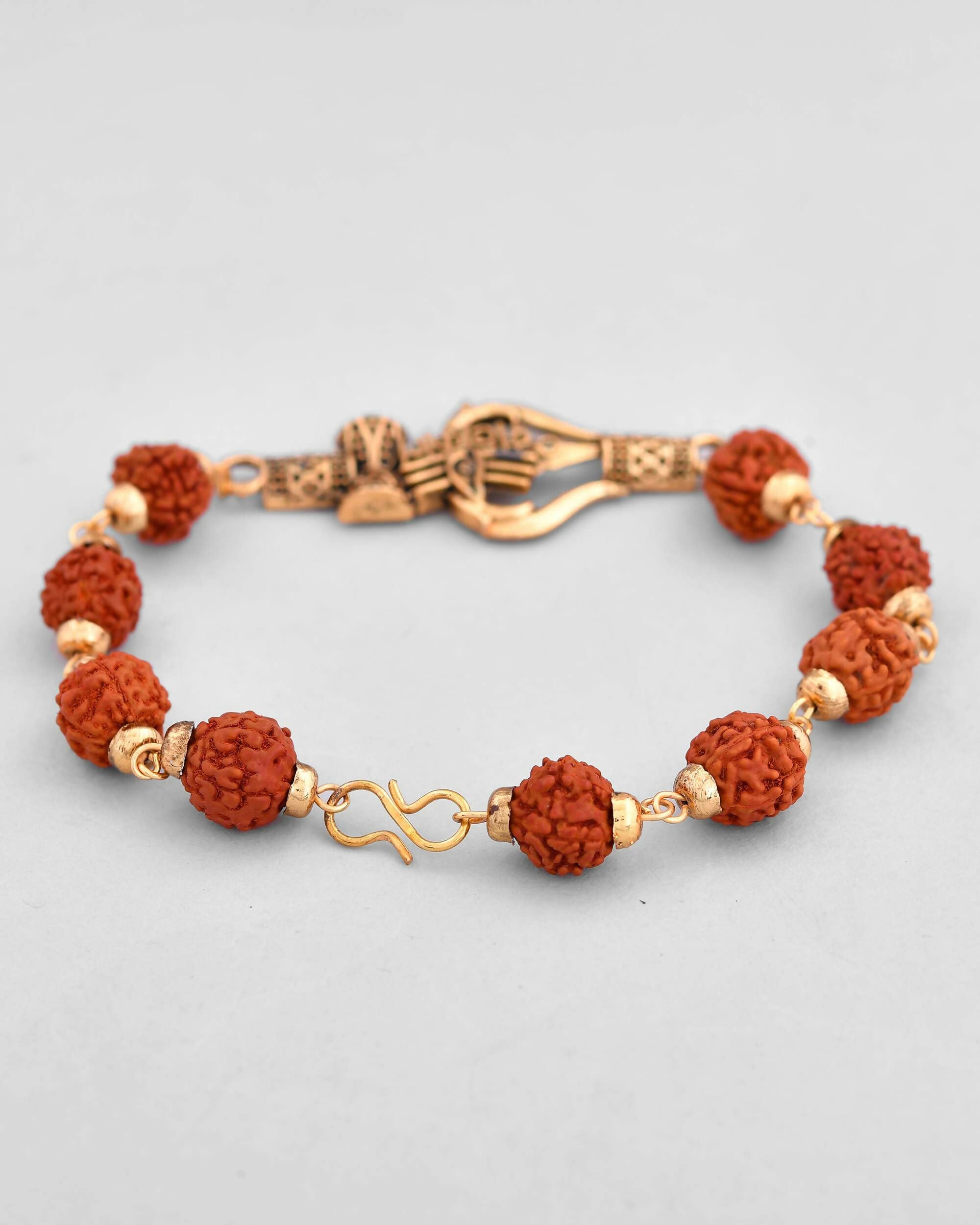 VOJ Gold-Polished Rudraksh Mahakal Bracelet | Grocsy