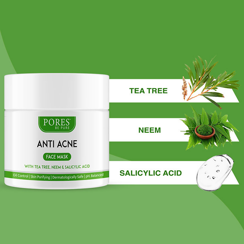 Pores Be Pure Anti Acne Face Pack With Salicylic Acid, Neem & Tea Tree | Grocsy