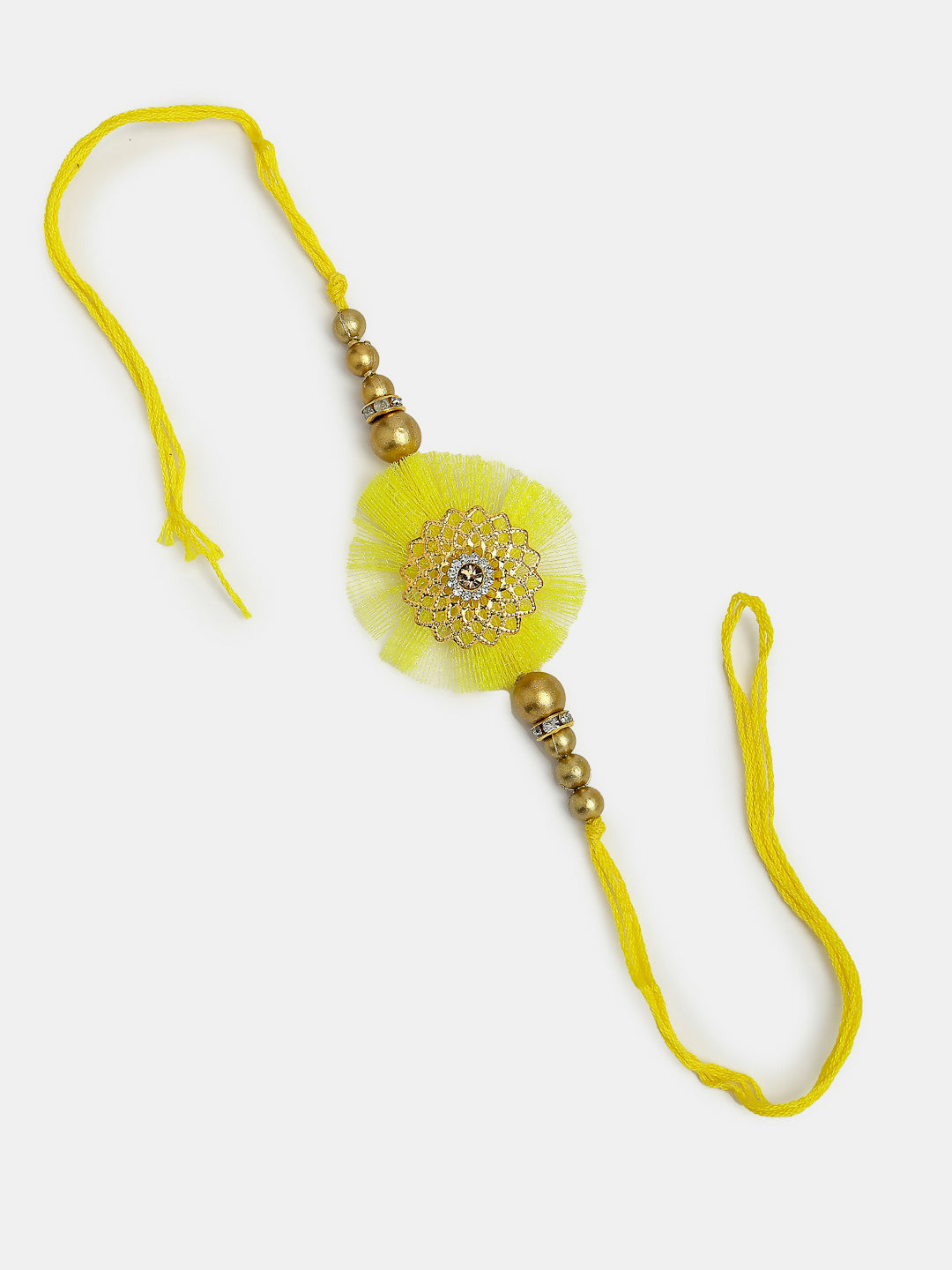 NVR Women & Men Set of 2 Yellow Peacock Design Bhaiya Bhabhi Rakhi With Roli Chawal & Chocolate | Grocsy