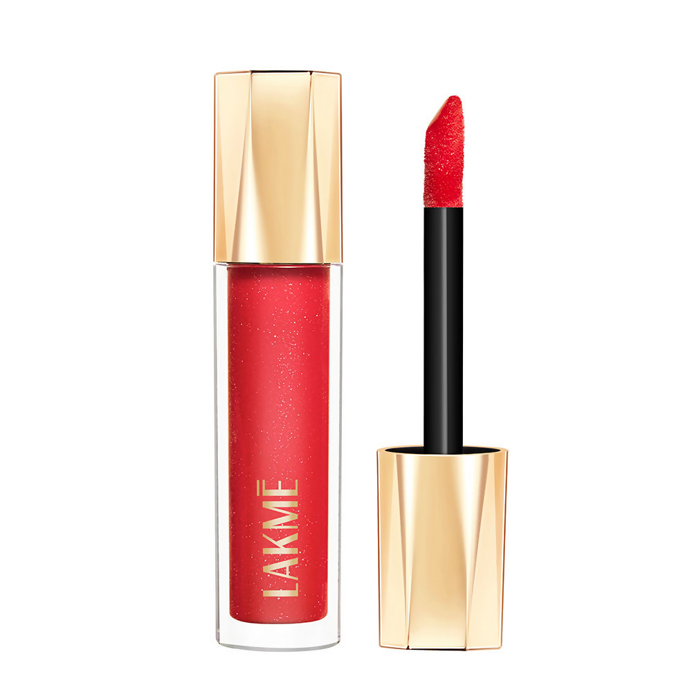 Lakme Glitterati Lip Glaze - Scarlet Spritzer | Grocsy