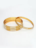 NVR Women's Set of 4 Gold-Polished CZ-Studded Traditional Bangles | Grocsy