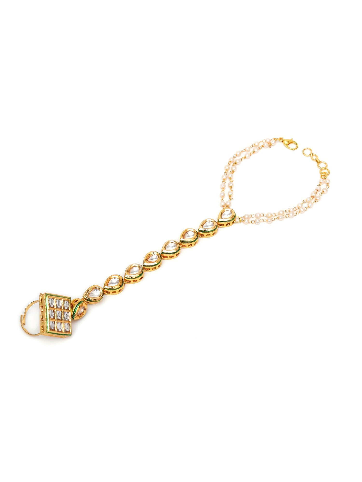 Kundan Hand Harness (gold) - Ruby Raang