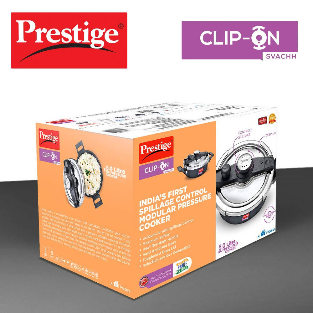 Prestige Svachh Clip-on Hard Anodised Pressure cooker | Grocsy