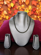 Inhanns Crystal Bloom – Single Line Necklace + Studs - Dark Black | Grocsy