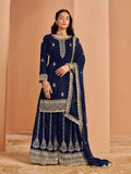 Anaita Navy Blue Premium Georgette Embroidered Stitched Salwar Suit | Grocsy