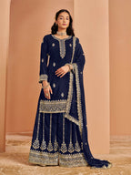 Anaita Navy Blue Premium Georgette Embroidered Stitched Salwar Suit | Grocsy