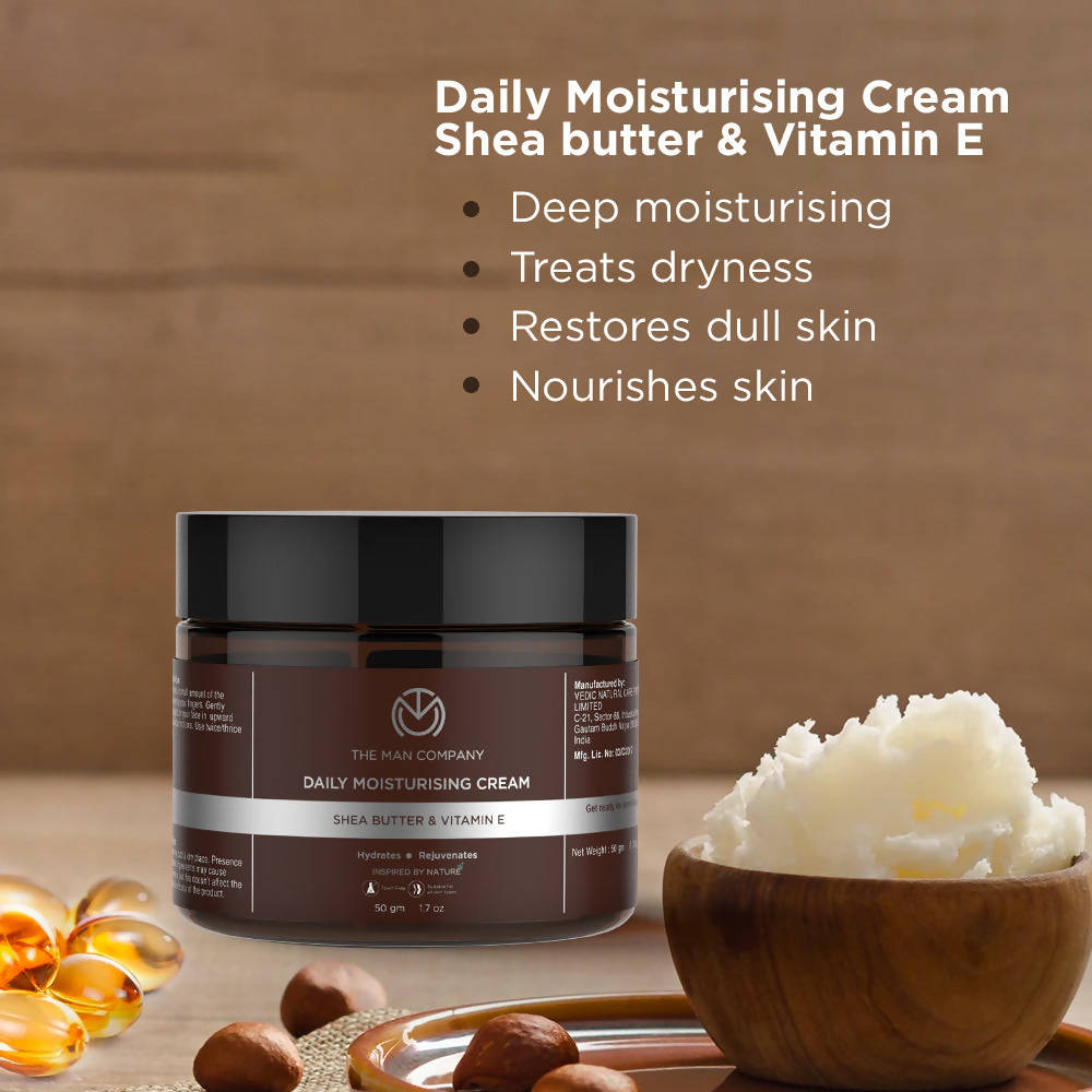 The Man Company Daily Moisturizing Face Cream with Shea Butter, Vitamin E & Coco Butter | Grocsy