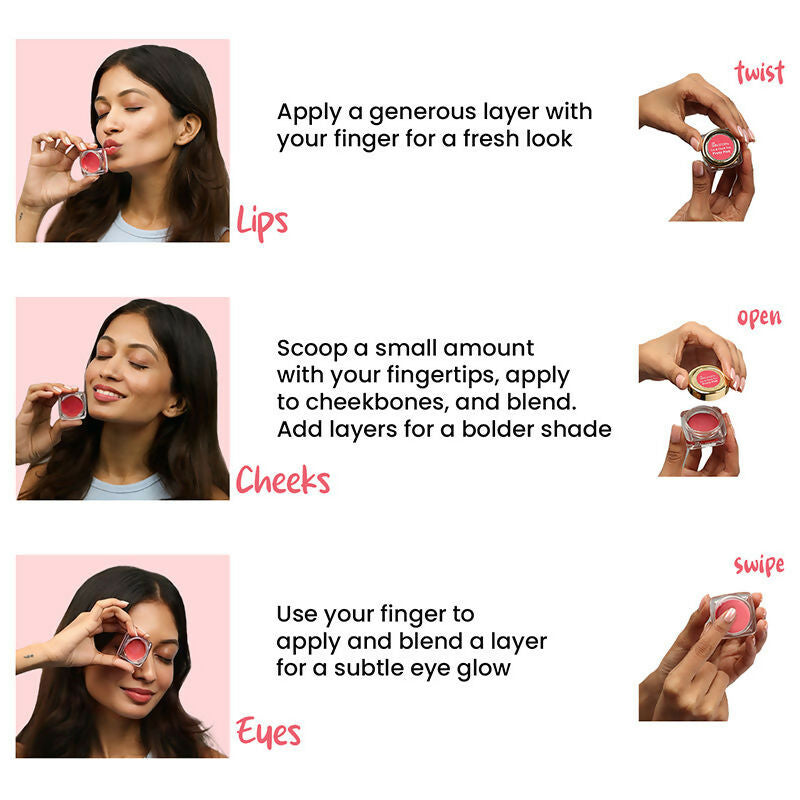 The Skin Story 100% Natural Lip Cheek Eye Tint Ayurvedic Hibiscus Moisturizing Glow - Pretty Pink | Grocsy