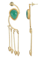 Joban Fashion Women Green Stone Matte Gold Earrings | Grocsy