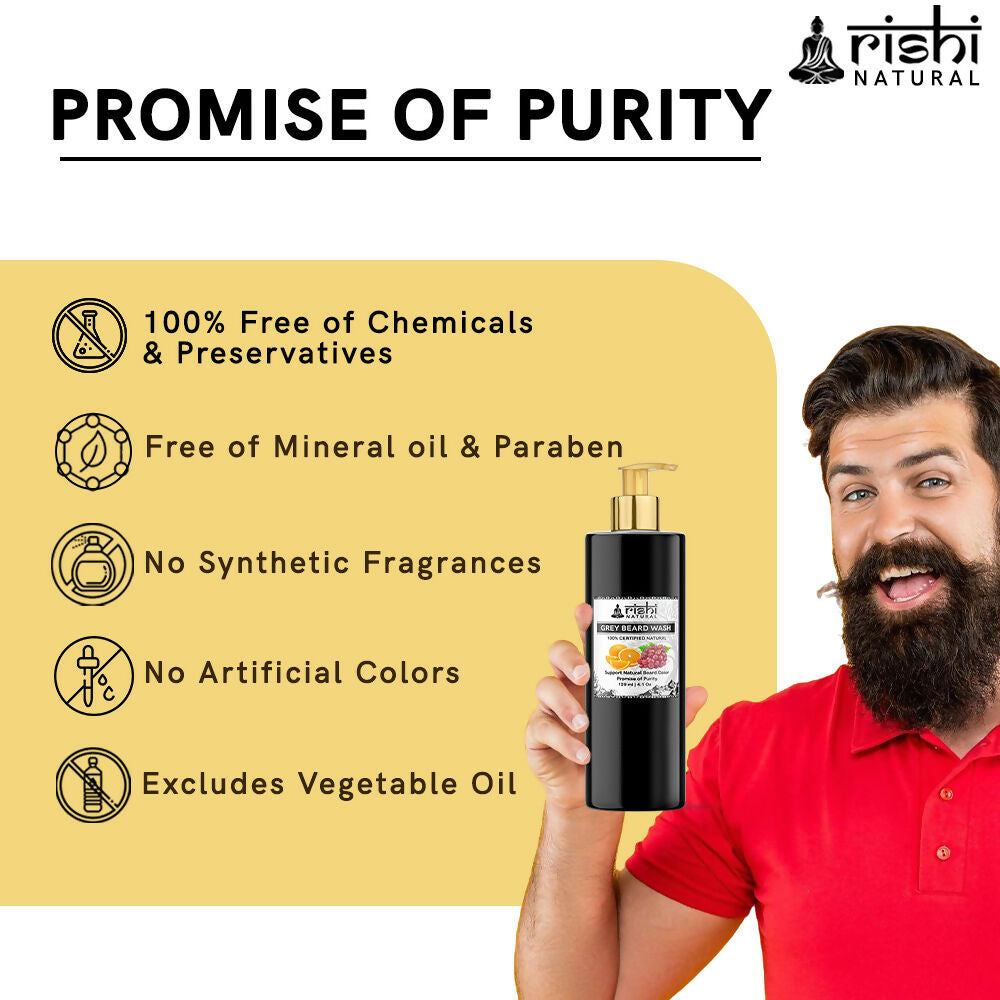 Rishi Natural Anti Grey Beard Wash Restore Natural Beard Color | Grocsy