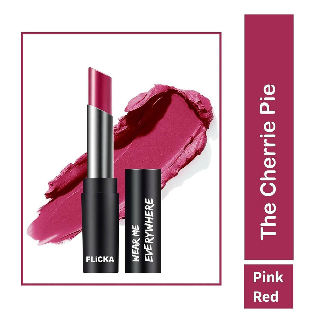 FLiCKA Wear Me Everywhere Creamy Matte Lipstick The Cherry Pie - Pink | Grocsy