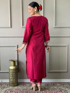 Partywear Designer Viscos Chanderi Maroon Stitched Suit With Dupatta - Tanisha | Grocsy