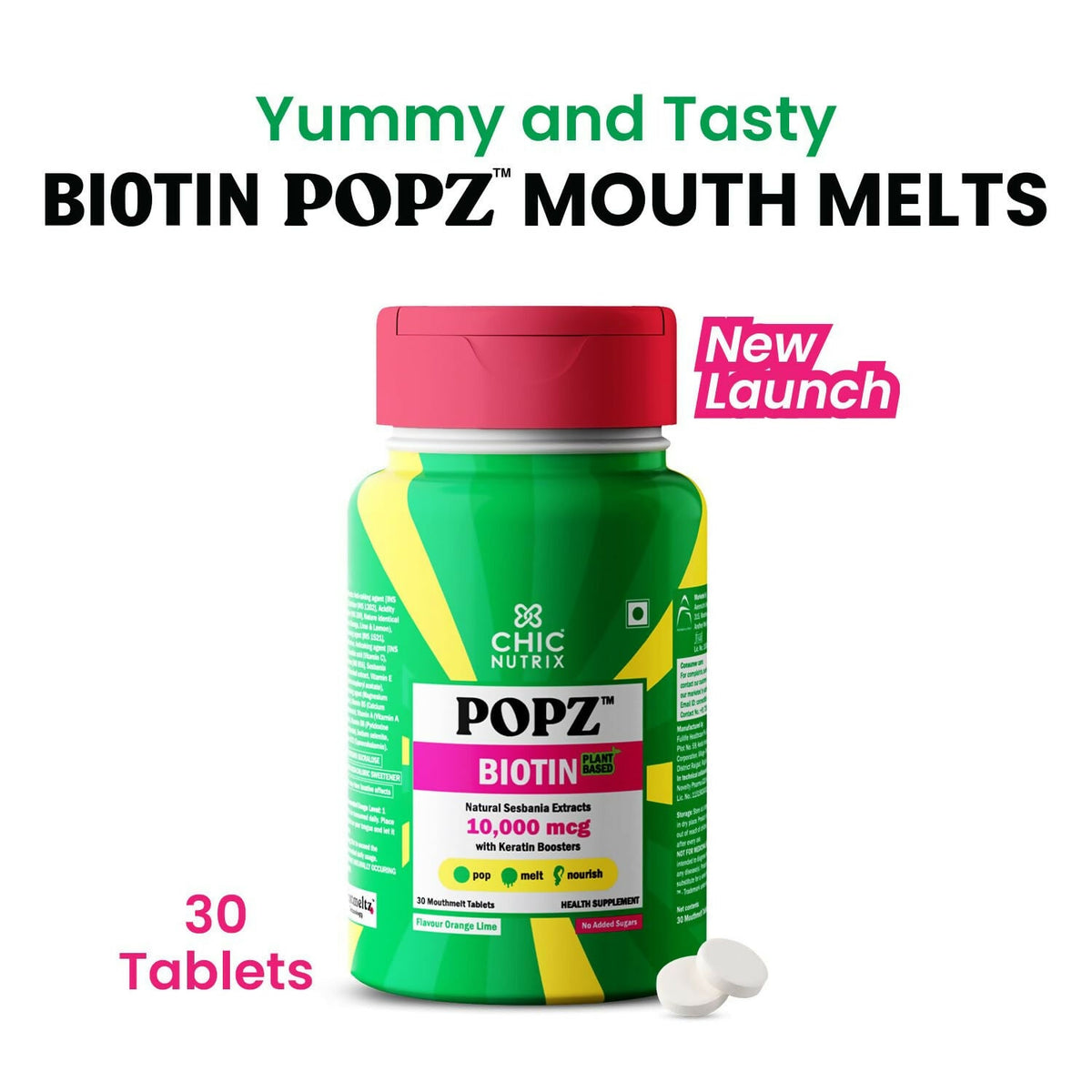 Chicnutrix Popz Biotin Melts - For Stronger & Thicker Hair | Grocsy