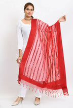 Mominos Fashion Moeza Women's Orgenza Mirror Stripe Thread Work Red Dupatta | Grocsy