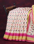 Combo of Off White and Pink Patan Patola Semi Chanderi Saree By Gayathri Reddy Designer Studio | Grocsy