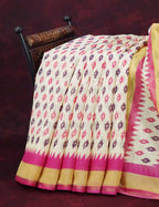 Combo of Off White and Pink Patan Patola Semi Chanderi Saree By Gayathri Reddy Designer Studio | Grocsy