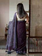 Suta Purple Polka Dots Pure Cotton Saree | Grocsy