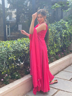 Partywear Designer Pink Georgette Palazzo Suit - Anbazaar | Grocsy