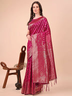Shree Shyam Fashion Lichi Silk Magenta Saree | Grocsy