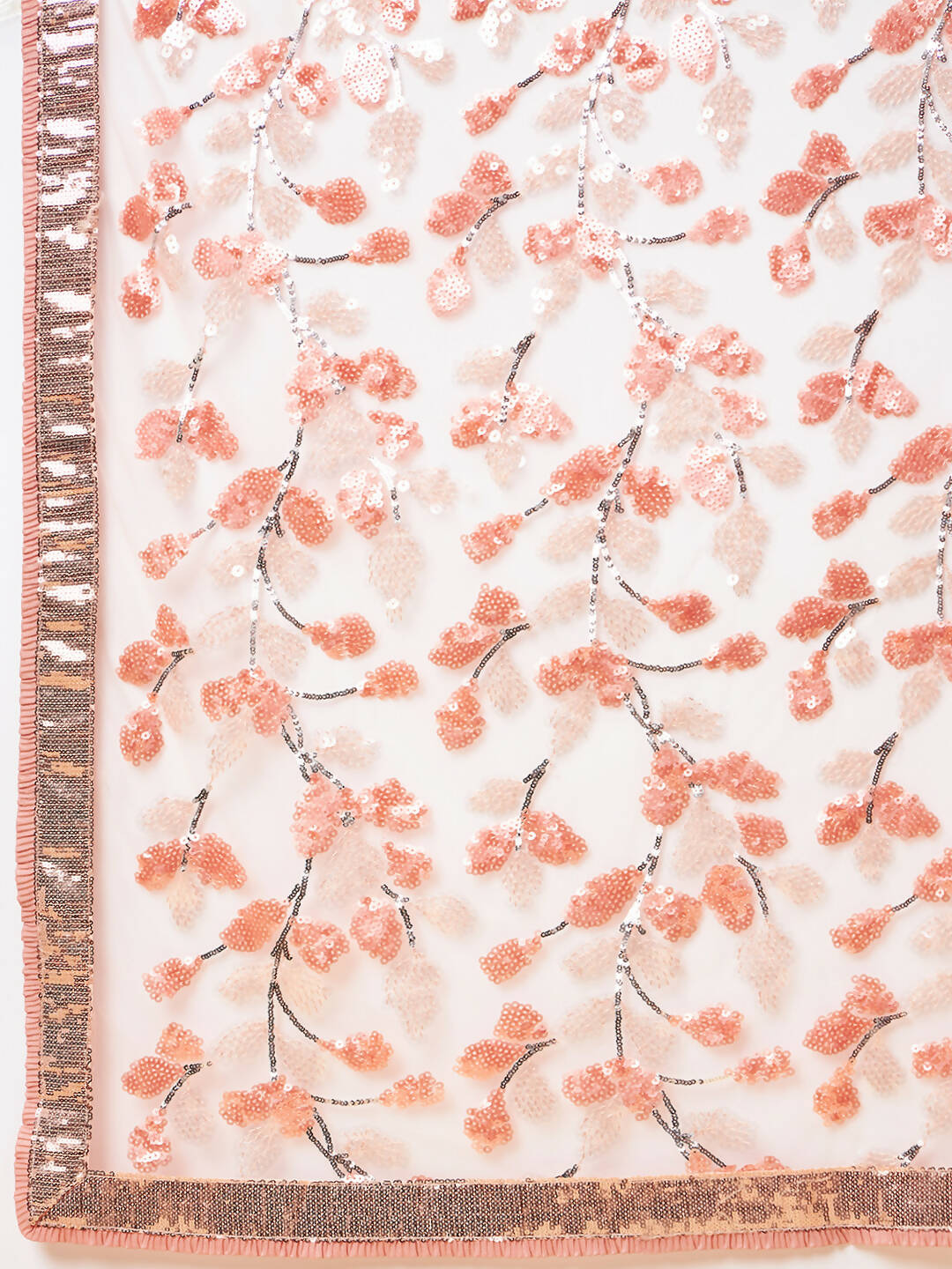 Peach Lycra Sequin Embroidery And Frills Saree - Norita Hit Design | Grocsy