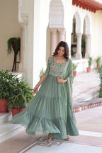 Joban Fashion Pista Readymade Kurta Set With Sequence embroidery Work | Grocsy