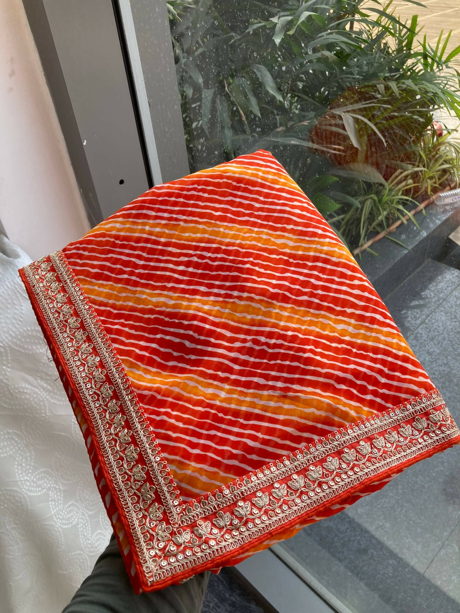 Teeya Creation New Trendy Leheriya Bandhani Georgette Saree For Daily Wear -Orange | Grocsy