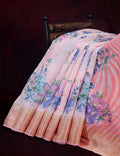 Combination Shades Of Peach Pink With Floral Design Semi Chanderi Saree By Gayathri Reddy Designer Studio | Grocsy