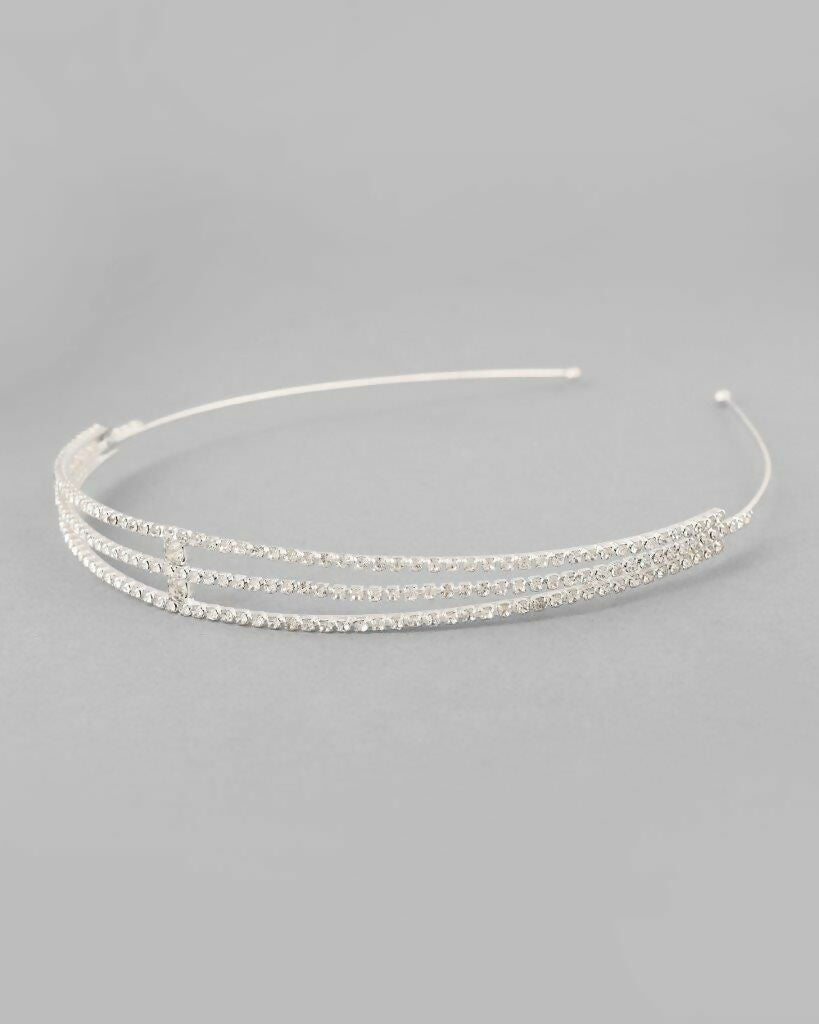 VOJ Silver Plated AD Stone Studded Hair Band | Grocsy