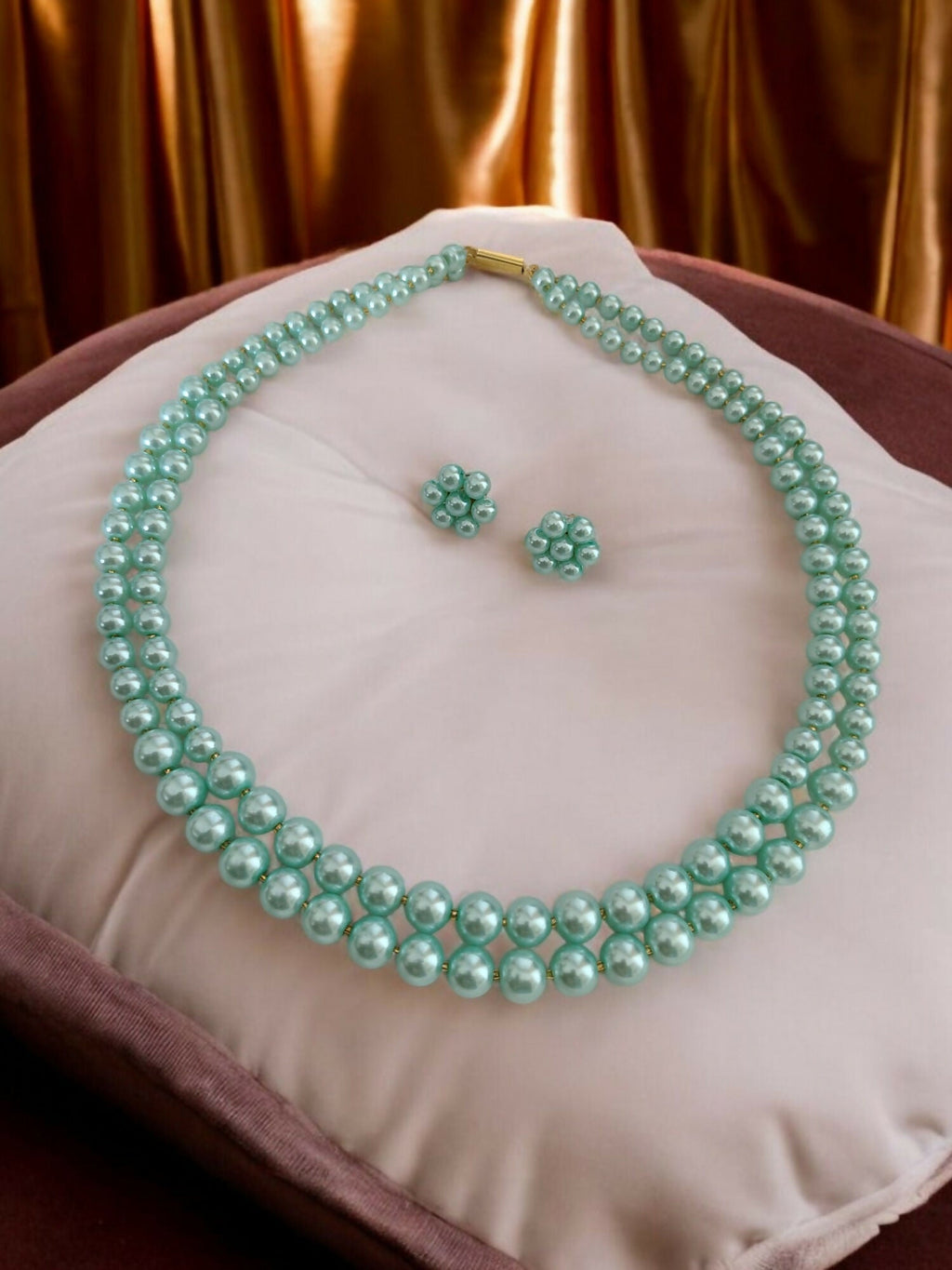 Inhanns Everyday Workwear Pearl Set (Double Layered Pearls) - Light Green | Grocsy