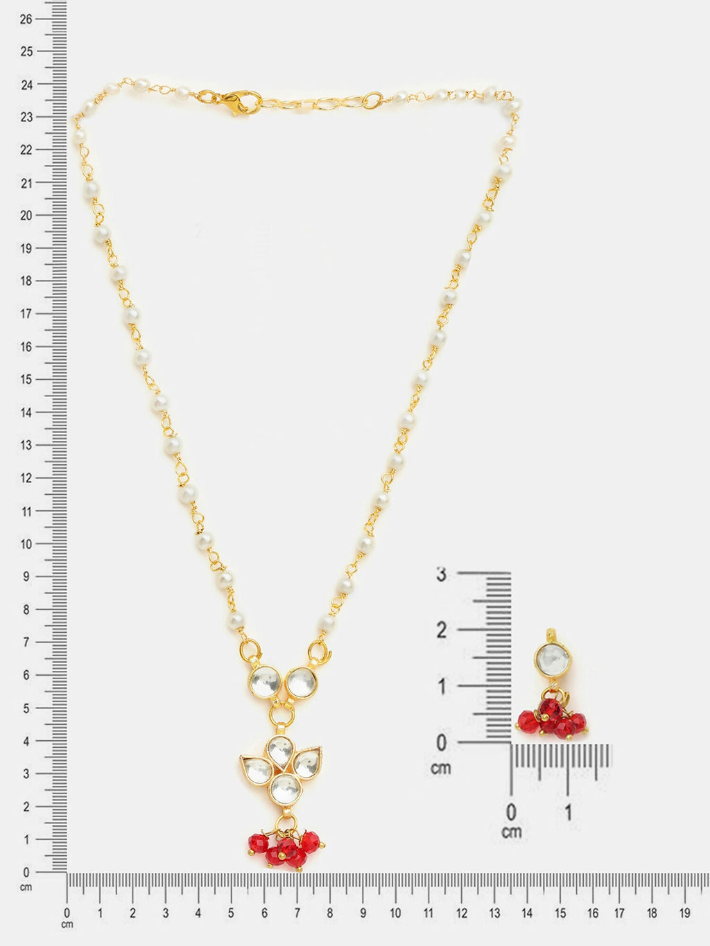 Ruby Raang Kundan Studded And Pearl Beaded Jewellery Set | Grocsy
