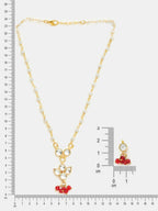 Ruby Raang Kundan Studded And Pearl Beaded Jewellery Set | Grocsy