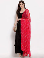 Myshka Women Black Regular Pure Cotton Kurta With Palazzos & Dupatta | Grocsy