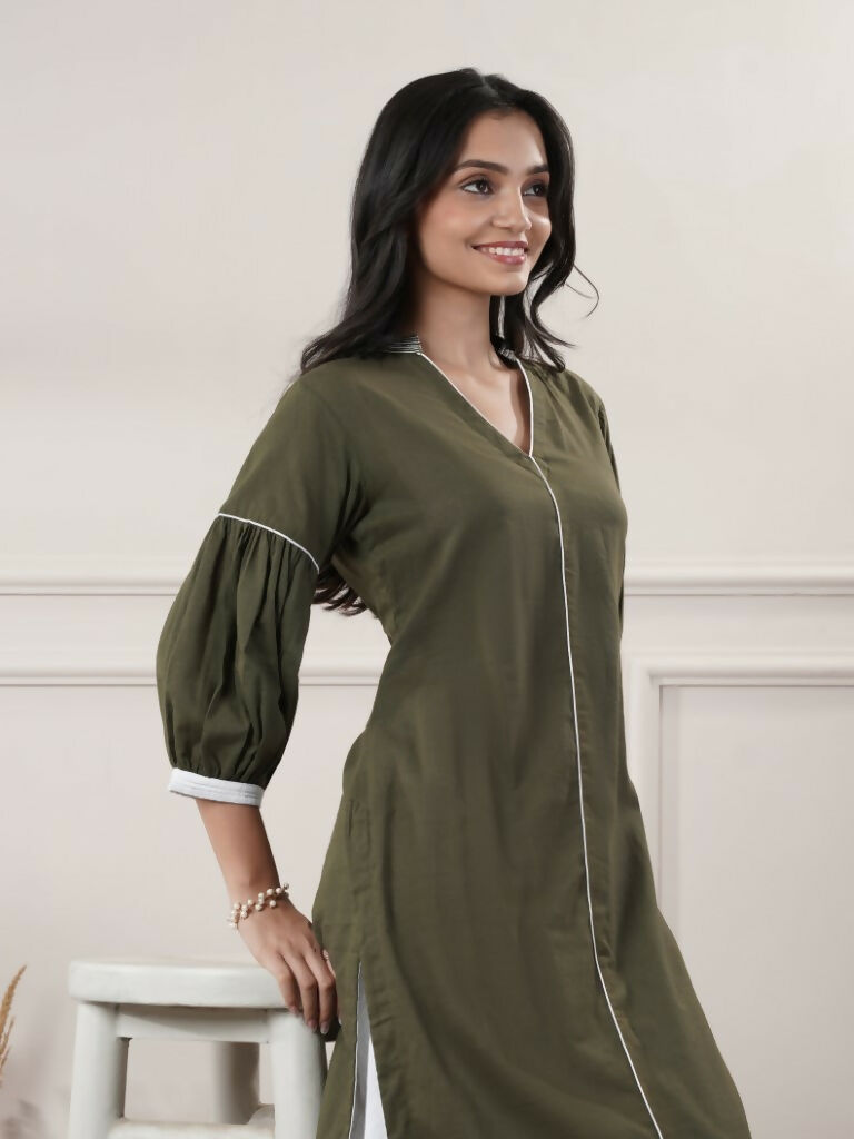 Joban Fashion Women's Khakhi V - Neck Dress | Grocsy