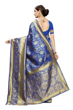 Vamika Banarasi Jaquard Blue Weaving Saree | Grocsy