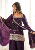 Teeya Creation Deep Wine Embroidered Festive Salwar Suit Set | Grocsy