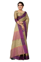 Vamika Ethnic Fire Brown Cotton Silk Saree | Grocsy