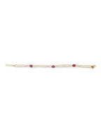 Gold-Polished Pink White Pearl Beaded Anklets Set Of 2 - Ruby Raang | Grocsy