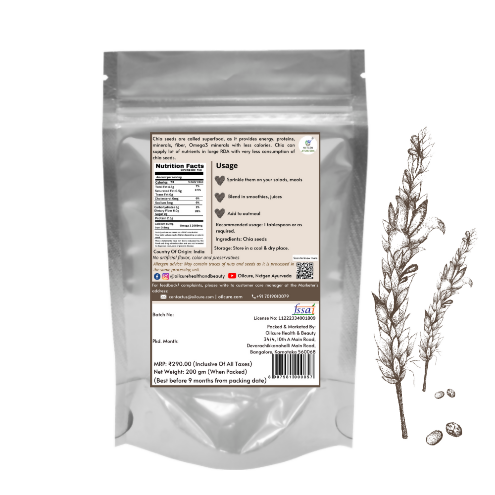 Nxtgen Ayurveda Chia Seeds Raw | Grocsy